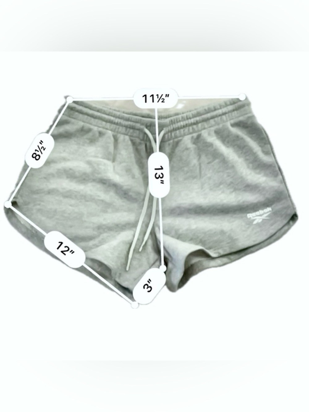 Reebok 70% Cotton Terry Heather Gray Short Shorts